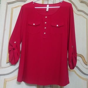 Long sleeve red blouse